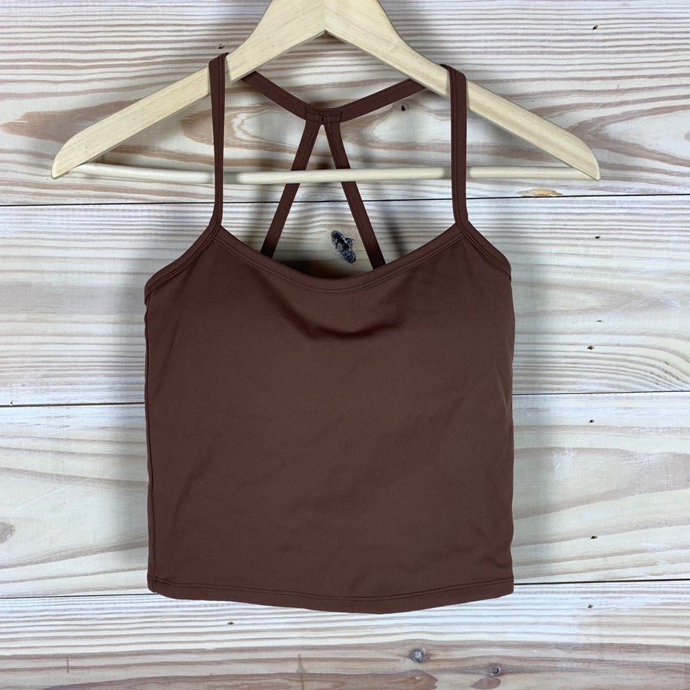 Unbranded Workout Tank Women Medium Brown Active Compression Shelf Bra T Back